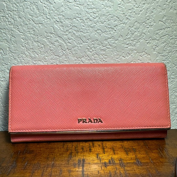 Prada Saffiano Pink Long Leather Wallet - Picture 1 of 16
